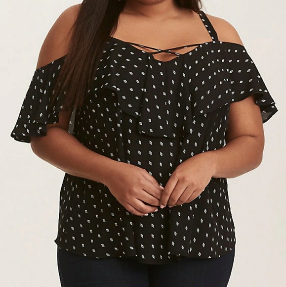 torrid Tops - Torrid - Black Diamond Georgette Blouse